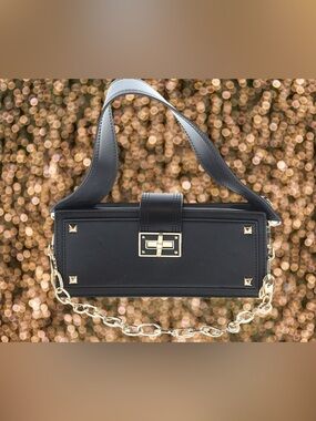 Aldo Black Mini Shoulder Bag with Gold Hardware